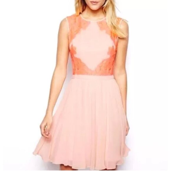 Ted Baker London Vember Lace Colorblock Mini Dress Cocktail Formal Womens Sz 10 - Picture 11 of 11